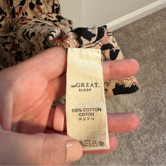 THE GREAT. Sleep Cream Black Cotton Floral Robe 0/1 Small/Medium - Picture 9 of 13